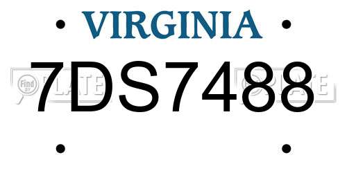 7DS7488 Virginia License Plate