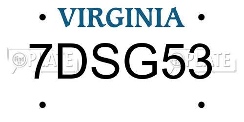 7DSG53 Virginia License Plate