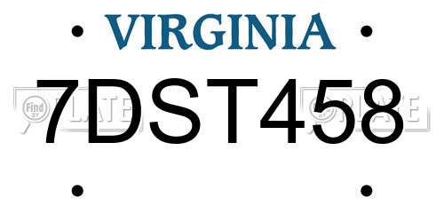 7DST458 Virginia License Plate