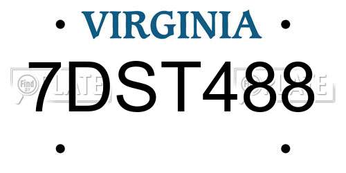 7DST488 Virginia License Plate