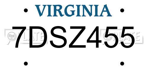 7DSZ455 Virginia License Plate