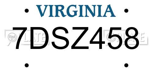 7DSZ458 Virginia License Plate