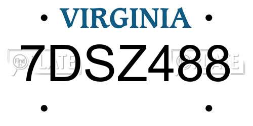 7DSZ488 Virginia License Plate