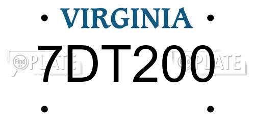 7DT200 Virginia License Plate
