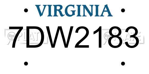7DW2183 Virginia License Plate