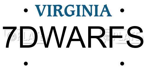 7DWARFS Virginia License Plate