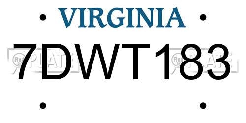 7DWT183 Virginia License Plate