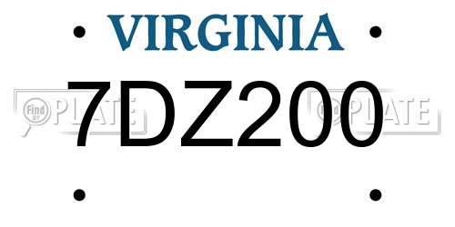 7DZ200 Virginia License Plate