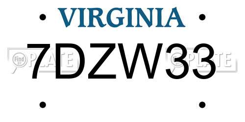 7DZW33 Virginia License Plate