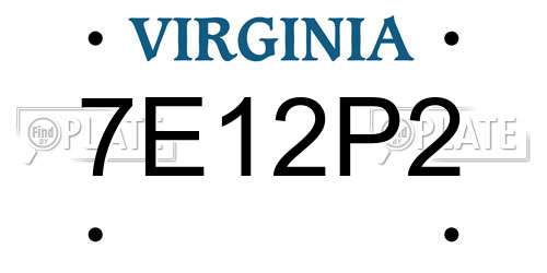 7E12P2 Virginia License Plate