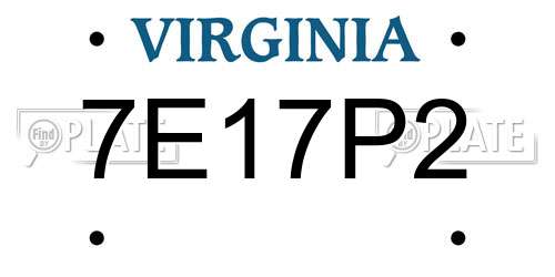 7E17P2 Virginia License Plate
