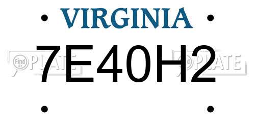 7E40H2 Virginia License Plate