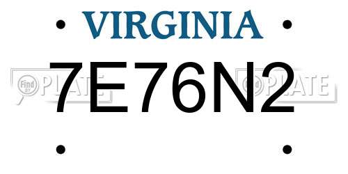 7E76N2 Virginia License Plate