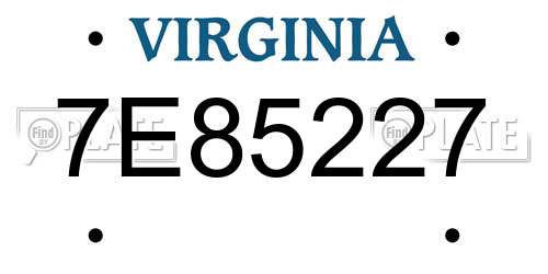 7E85227 Virginia License Plate