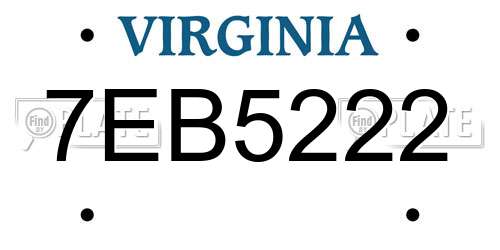 7EB5222 Virginia License Plate