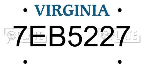 7EB5227 Virginia License Plate
