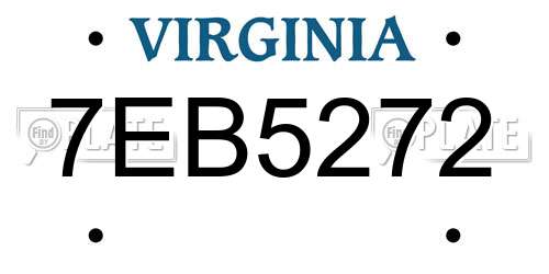 7EB5272 Virginia License Plate