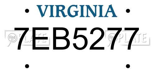 7EB5277 Virginia License Plate