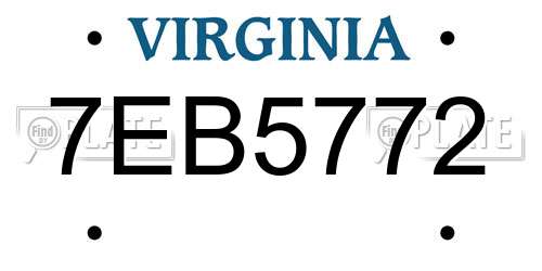 7EB5772 Virginia License Plate
