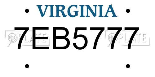 7EB5777 Virginia License Plate