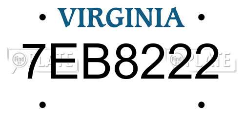 7EB8222 Virginia License Plate