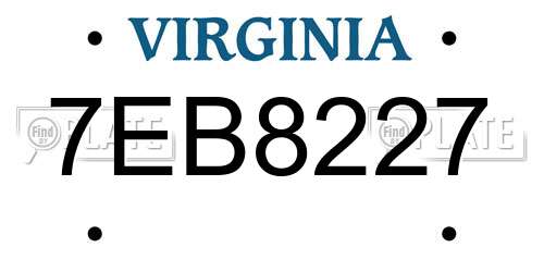 7EB8227 Virginia License Plate