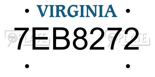 7EB8272 Virginia License Plate