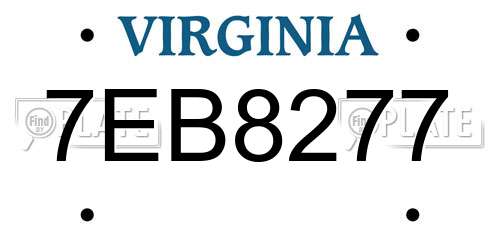7EB8277 Virginia License Plate