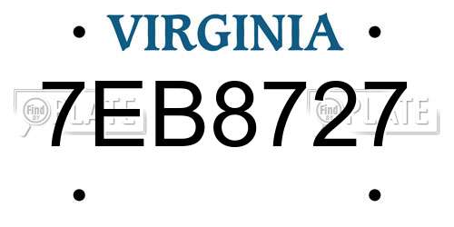 7EB8727 Virginia License Plate