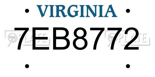 7EB8772 Virginia License Plate