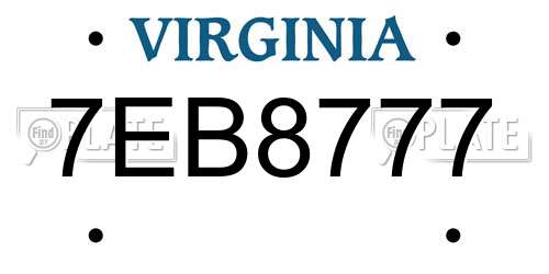 7EB8777 Virginia License Plate