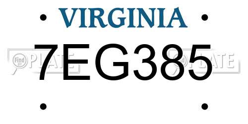 7EG385 Virginia License Plate