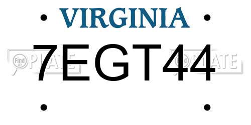 7EGT44 Virginia License Plate