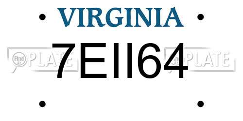 7EII64 Virginia License Plate