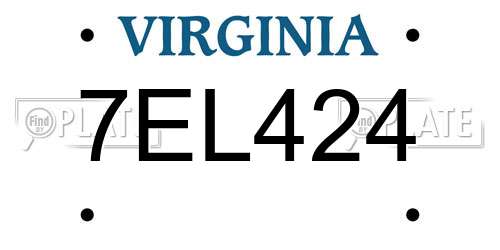 7EL424 Virginia License Plate