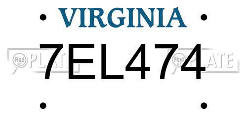 7EL474 Virginia License Plate