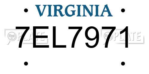 7EL7971 Virginia License Plate