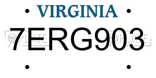 7ERG903 Virginia License Plate