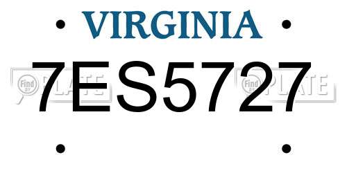 7ES5727 Virginia License Plate