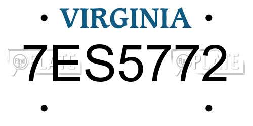 7ES5772 Virginia License Plate