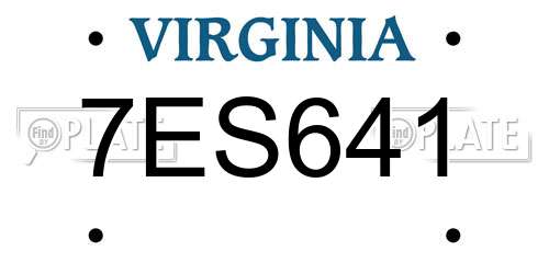 7ES641 Virginia License Plate