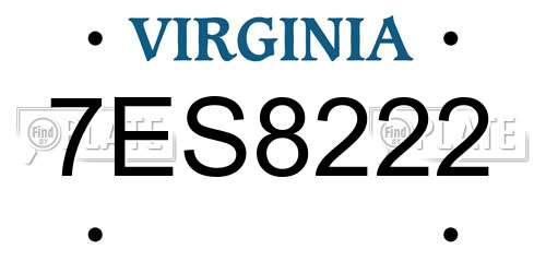7ES8222 Virginia License Plate