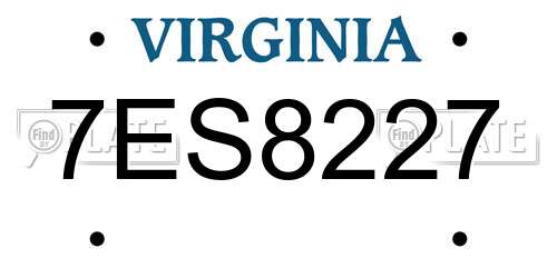 7ES8227 Virginia License Plate