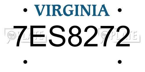 7ES8272 Virginia License Plate