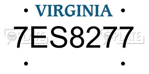 7ES8277 Virginia License Plate