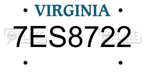 7ES8722 Virginia License Plate