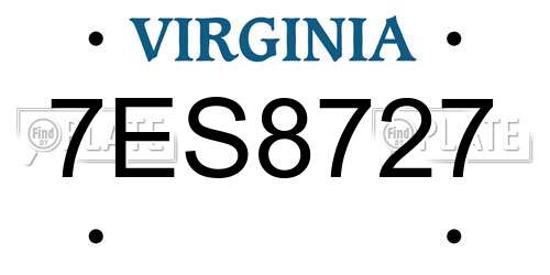 7ES8727 Virginia License Plate