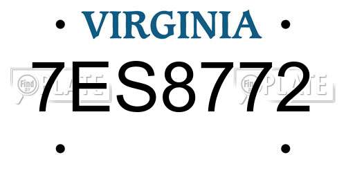 7ES8772 Virginia License Plate