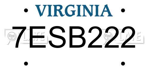 7ESB222 Virginia License Plate