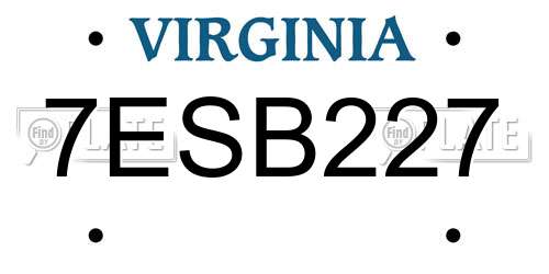 7ESB227 Virginia License Plate